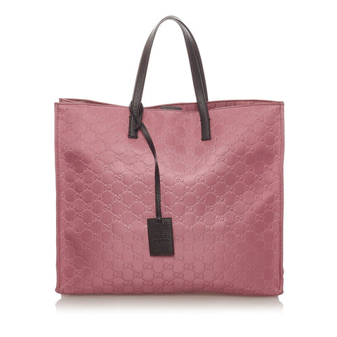 グッチ 355732 ピンク ナイロン レザー ハンドバッグ レディース GUCCI 【中古】