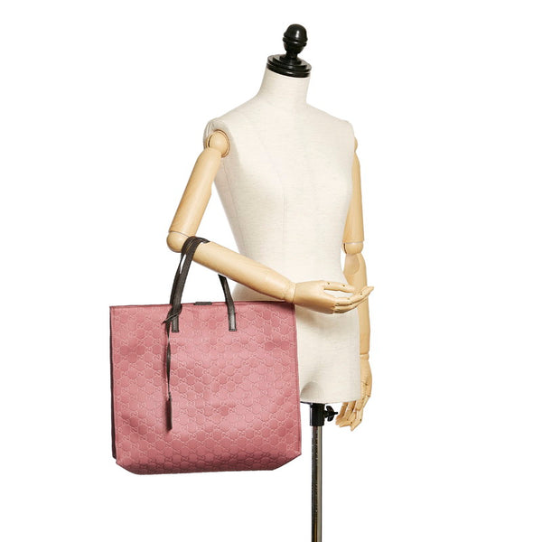 グッチ 355732 ピンク ナイロン レザー ハンドバッグ レディース GUCCI 【中古】