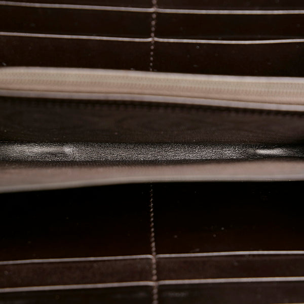 グッチ ディアマンテ 307990 ダークブラウン レザー ラウンドファスナー 長財布 レディース GUCCI 【中古】