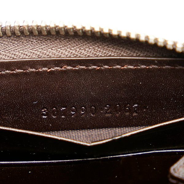 グッチ ディアマンテ 307990 ダークブラウン レザー ラウンドファスナー 長財布 レディース GUCCI 【中古】