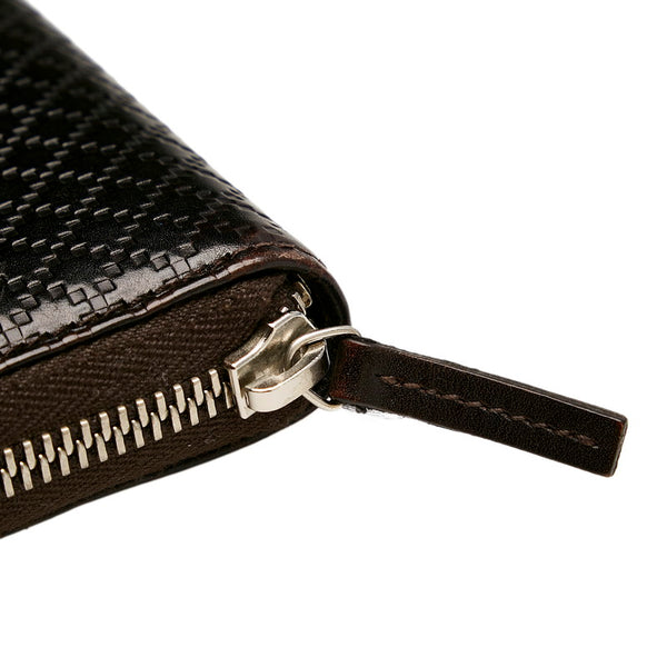 グッチ ディアマンテ 307990 ダークブラウン レザー ラウンドファスナー 長財布 レディース GUCCI 【中古】