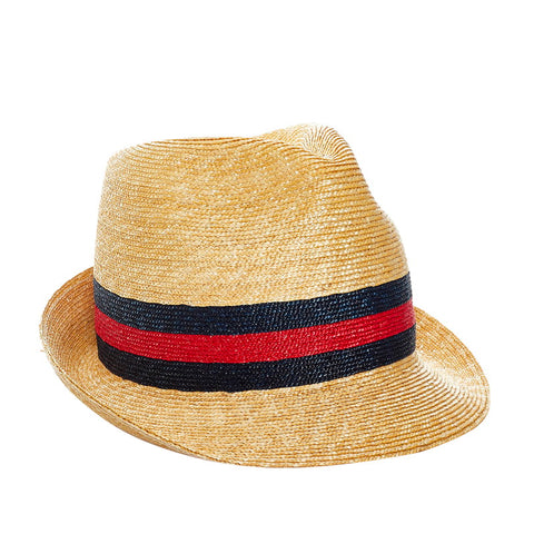 グッチ シェリーライン Mサイズ ハット ベージュ ストロー レディース GUCCI 【中古】