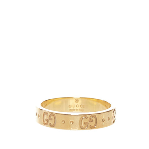 グッチ K18YG イエローゴールド アイコンリング リング 指輪 レディース GUCCI 12号 【中古】