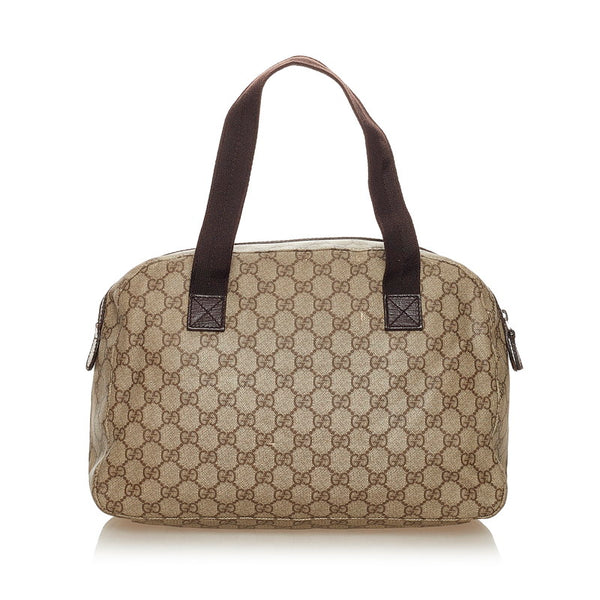 グッチ GGスプリーム 140959 ベージュ PVC レザー ハンドバッグ レディース GUCCI 【中古】