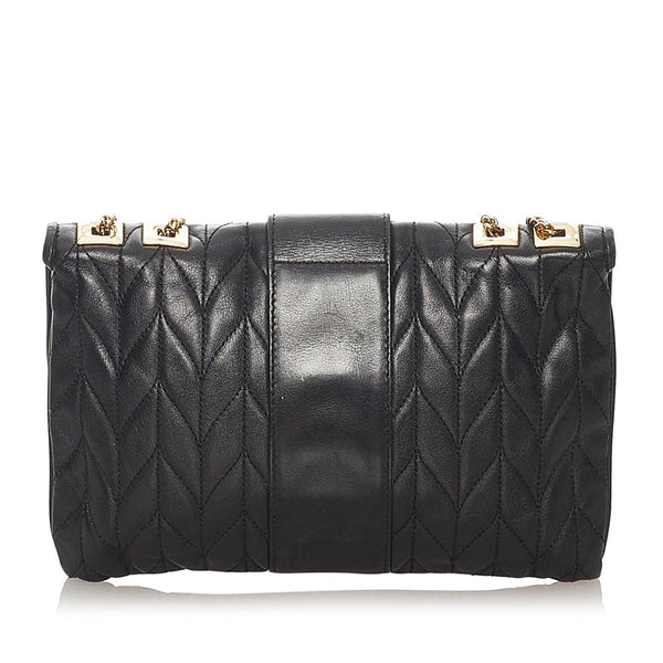 グッチ 005 0808 ブラック ゴールド レザー チェーン ショルダーバック レディース GUCCI 【中古】