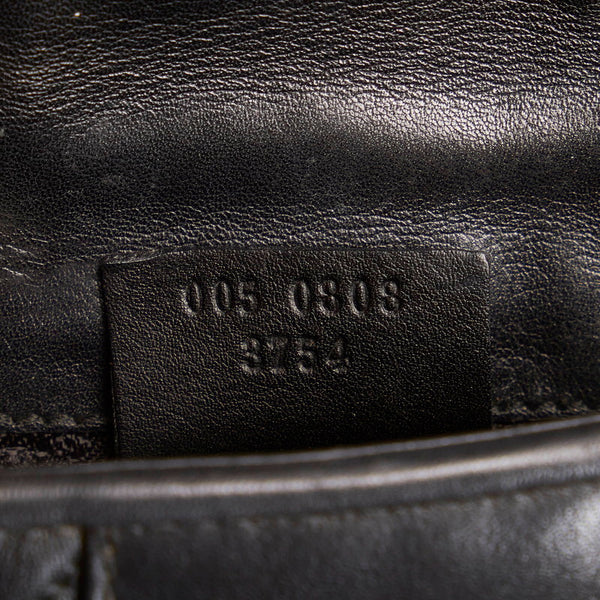 グッチ 005 0808 ブラック ゴールド レザー チェーン ショルダーバック レディース GUCCI 【中古】