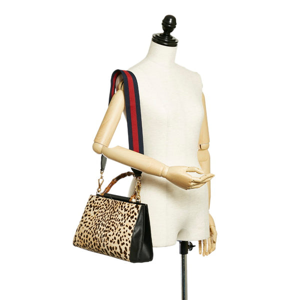 グッチ バンブー 459076 ベージュ ハラコ レザー ハンドバッグ ショルダーバッグ 2WAY レディース GUCCI 【中古】