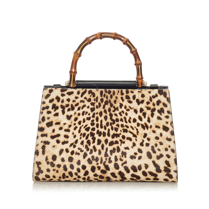 グッチ バンブー 459076 ベージュ ハラコ レザー ハンドバッグ ショルダーバッグ 2WAY レディース GUCCI 【中古】