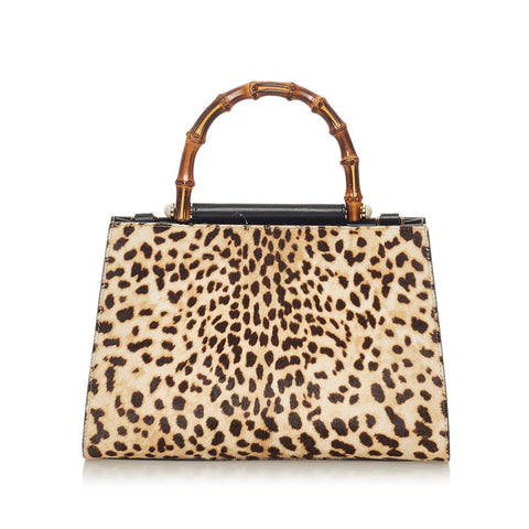 グッチ バンブー 459076 ベージュ ハラコ レザー ハンドバッグ ショルダーバッグ 2WAY レディース GUCCI 【中古】