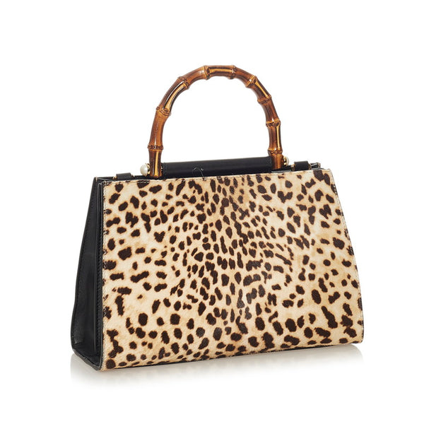 グッチ バンブー 459076 ベージュ ハラコ レザー ハンドバッグ ショルダーバッグ 2WAY レディース GUCCI 【中古】