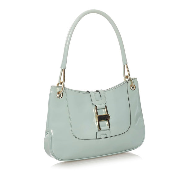 グッチ 001-4150 ミントグリーン エナメル ショルダーバッグ レディース GUCCI 【中古】