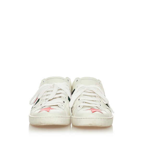 グッチ エース エンブロイダリー 454562 ホワイト レザー スニーカー レディース GUCCI 【中古】