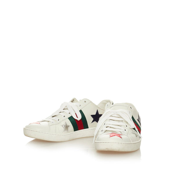 グッチ エース エンブロイダリー 454562 ホワイト レザー スニーカー レディース GUCCI 【中古】