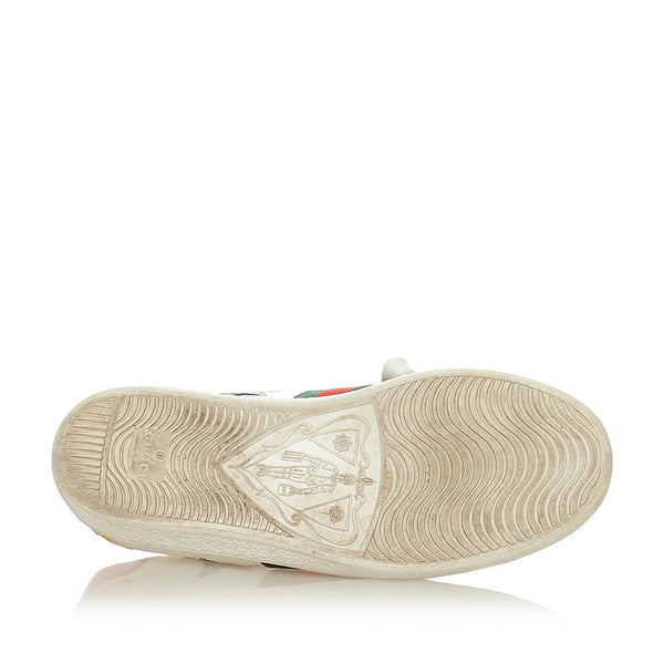 グッチ エース エンブロイダリー 454562 ホワイト レザー スニーカー レディース GUCCI 【中古】