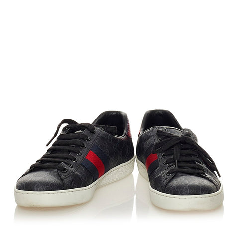 グッチ GGスプリーム 429445 ネイビー PVC スニーカー メンズ GUCCI 【中古】