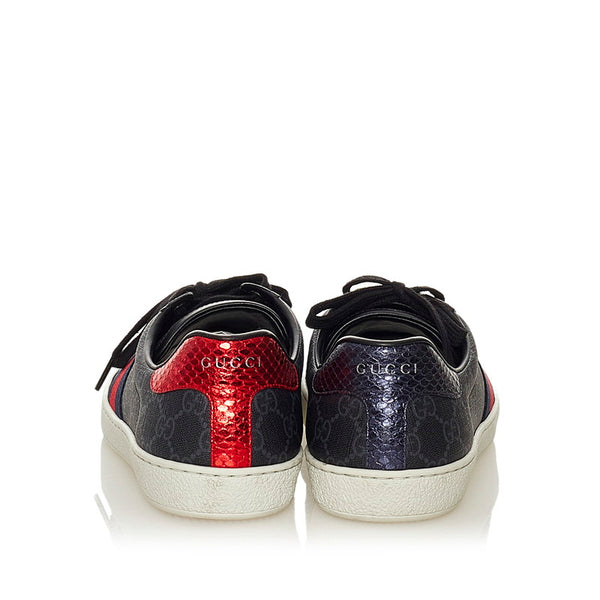 グッチ GGスプリーム 429445 ネイビー PVC スニーカー メンズ GUCCI 【中古】