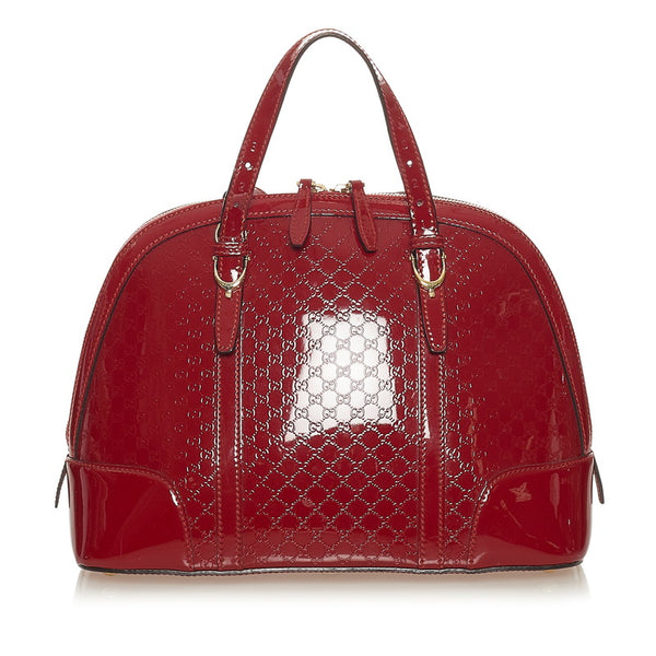グッチ マイクロ グッチシマ 309617 レッド エナメル ハンドバッグ ショルダーバッグ 2WAY レディース GUCCI 【中古】
