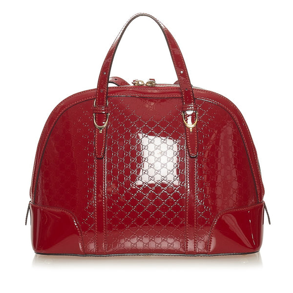 グッチ マイクロ グッチシマ 309617 レッド エナメル ハンドバッグ ショルダーバッグ 2WAY レディース GUCCI 【中古】