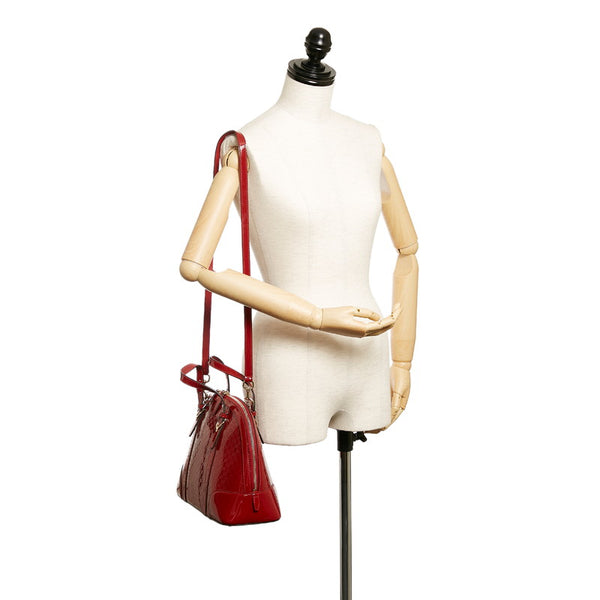 グッチ マイクロ グッチシマ 309617 レッド エナメル ハンドバッグ ショルダーバッグ 2WAY レディース GUCCI 【中古】