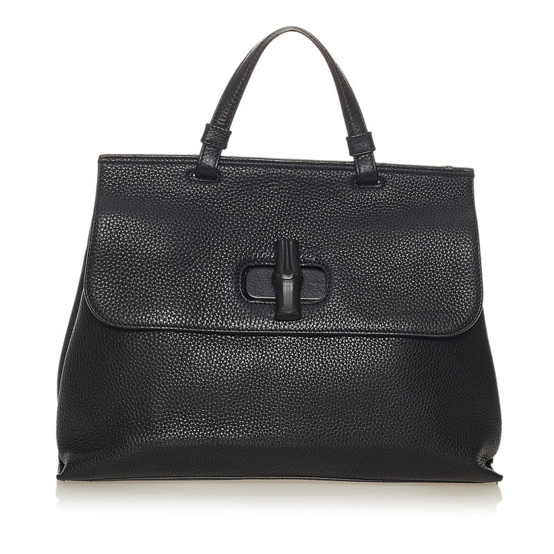 グッチ バンブー 392013 ブラック レザー ハンドバッグ ショルダーバッグ 2WAY レディース GUCCI 【中古】