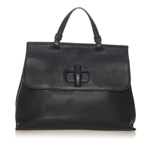 グッチ バンブー 392013 ブラック レザー ハンドバッグ ショルダーバッグ 2WAY レディース GUCCI 【中古】