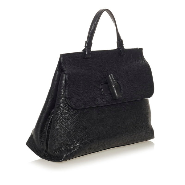 グッチ バンブー 392013 ブラック レザー ハンドバッグ ショルダーバッグ 2WAY レディース GUCCI 【中古】