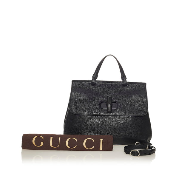 グッチ バンブー 392013 ブラック レザー ハンドバッグ ショルダーバッグ 2WAY レディース GUCCI 【中古】
