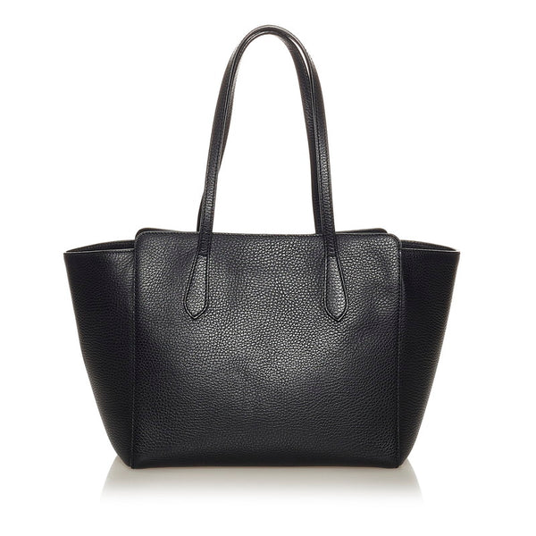 グッチ スウィング 354408 ブラック レザー トートバッグ レディース GUCCI 【中古】