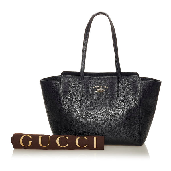 グッチ スウィング 354408 ブラック レザー トートバッグ レディース GUCCI 【中古】