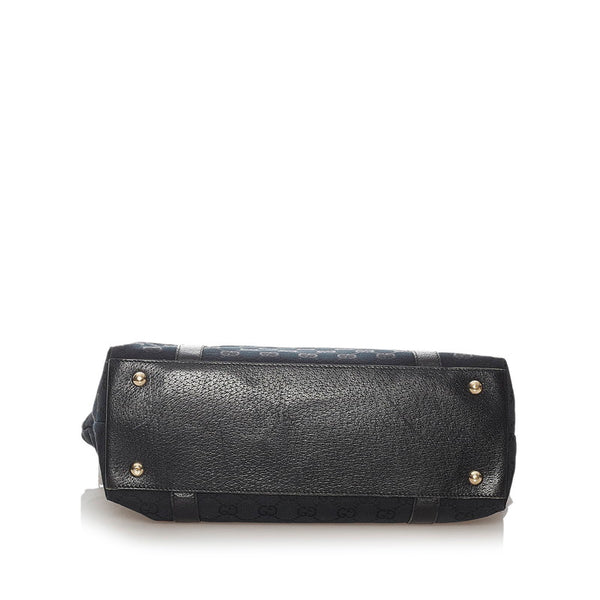 グッチ GGキャンバス トートバッグ 141470 ブラック キャンバス レザー レディース GUCCI 【中古】