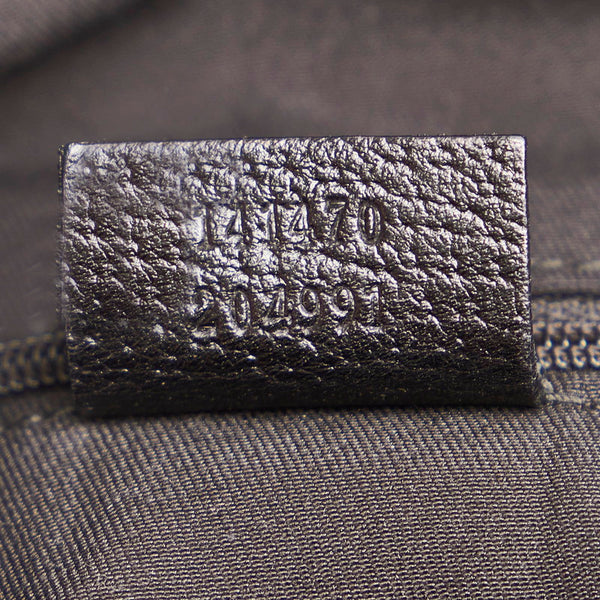 グッチ GGキャンバス トートバッグ 141470 ブラック キャンバス レザー レディース GUCCI 【中古】