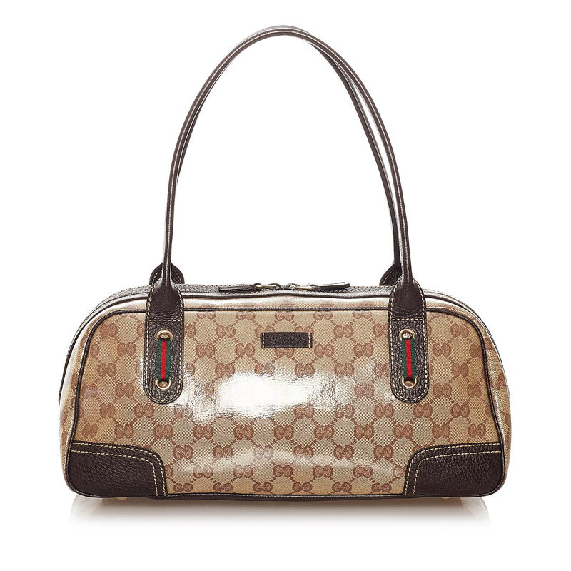 グッチ GGクリスタル シェリーライン 293594 ベージュ ブラウン PVC レザー トートバッグ レディース GUCCI 【中古】