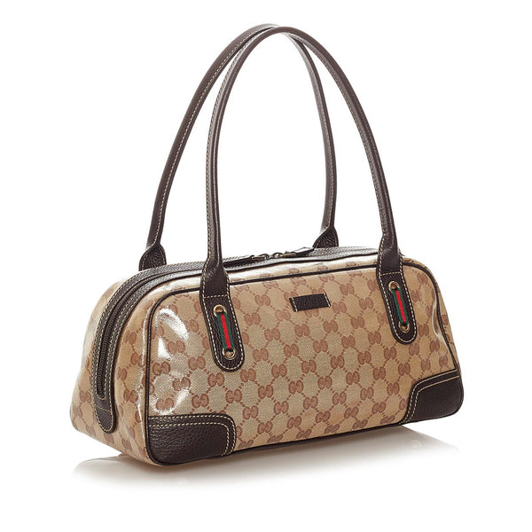 グッチ GGクリスタル シェリーライン 293594 ベージュ ブラウン PVC レザー トートバッグ レディース GUCCI 【中古】