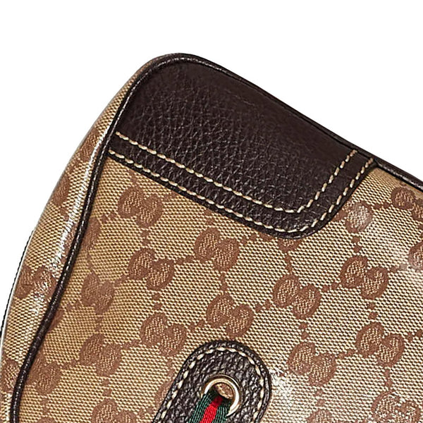 グッチ GGクリスタル シェリーライン 293594 ベージュ ブラウン PVC レザー トートバッグ レディース GUCCI 【中古】