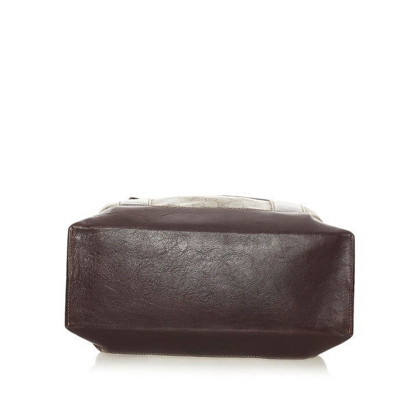 グッチ GGスプリーム 140948 ベージュ ブラウン PVC レザー ハンドバッグ レディース GUCCI 【中古】