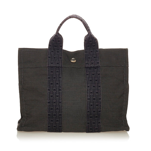 エルメス エールラインPM グレー キャンバス ハンドバッグ レディース HERMES 【中古】