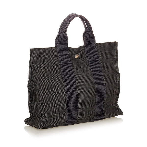 エルメス エールラインPM グレー キャンバス ハンドバッグ レディース HERMES 【中古】