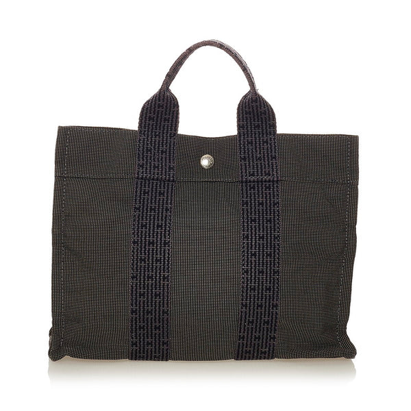 エルメス エールラインPM グレー キャンバス ハンドバッグ レディース HERMES 【中古】