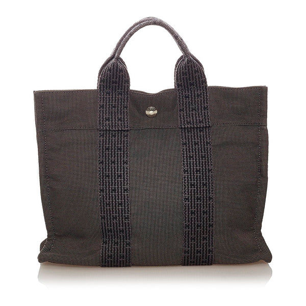 エルメス エールラインPM グレー キャンバス ハンドバッグ レディース HERMES 【中古】