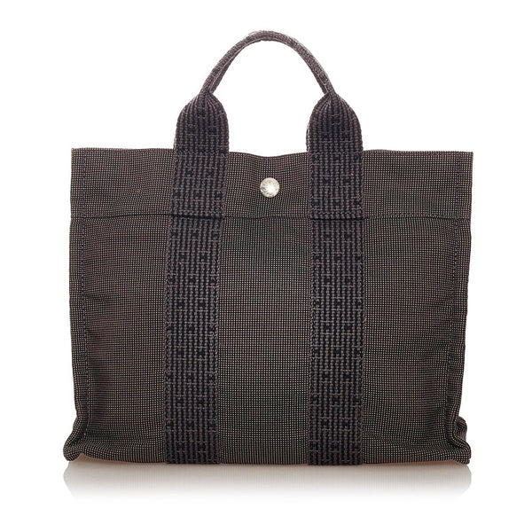 エルメス エールラインPM グレー キャンバス ハンドバッグ レディース HERMES 【中古】