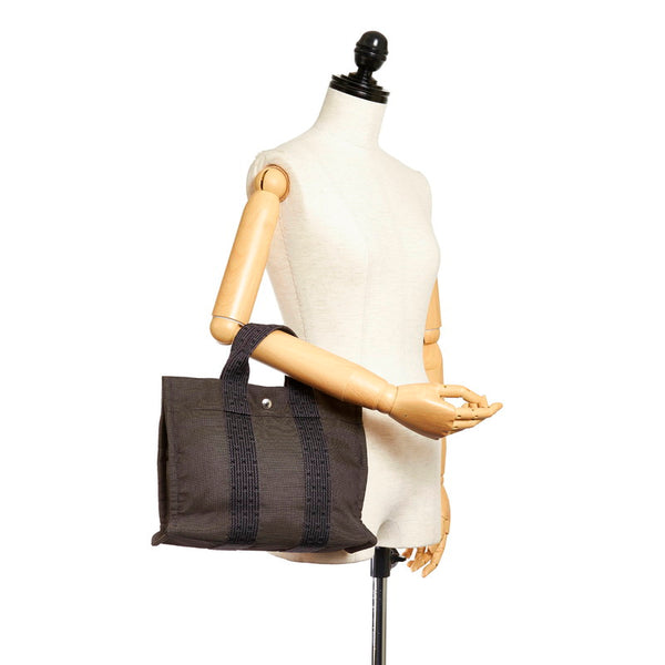 エルメス エールラインPM グレー キャンバス ハンドバッグ レディース HERMES 【中古】
