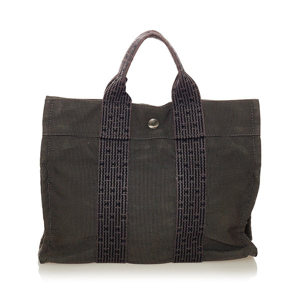 エルメス エールラインPM ハンドバッグ グレー キャンバス レディース HERMES 【中古】