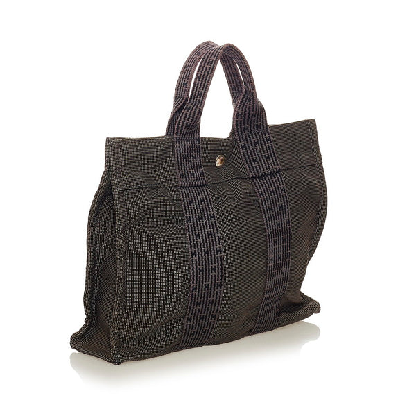 エルメス エールラインPM ハンドバッグ グレー キャンバス レディース HERMES 【中古】