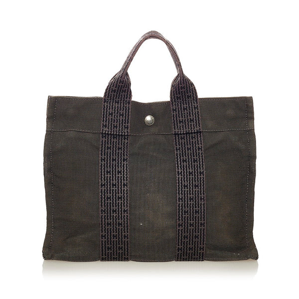 エルメス エールラインPM ハンドバッグ グレー キャンバス レディース HERMES 【中古】