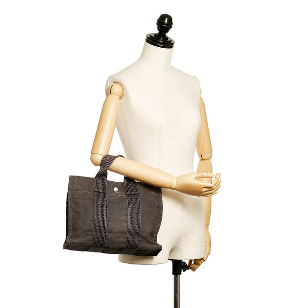 エルメス エールラインPM ハンドバッグ グレー キャンバス レディース HERMES 【中古】