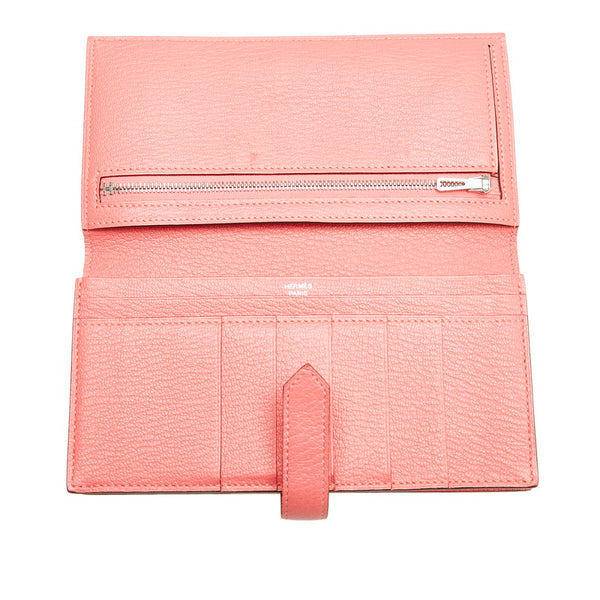 エルメス ベアンスフレ 長財布 ピンク ローズリップスティック シェーブル レディース HERMES 【中古】