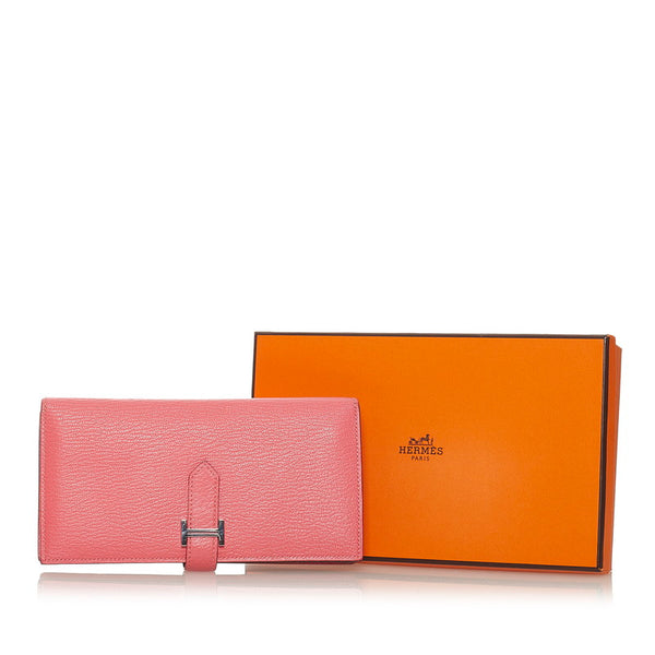 エルメス ベアンスフレ 長財布 ピンク ローズリップスティック シェーブル レディース HERMES 【中古】