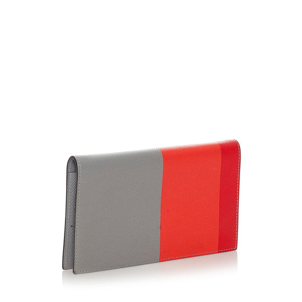 エルメス 手帳カバー グレー オレンジ レザー レディース HERMES 【中古】