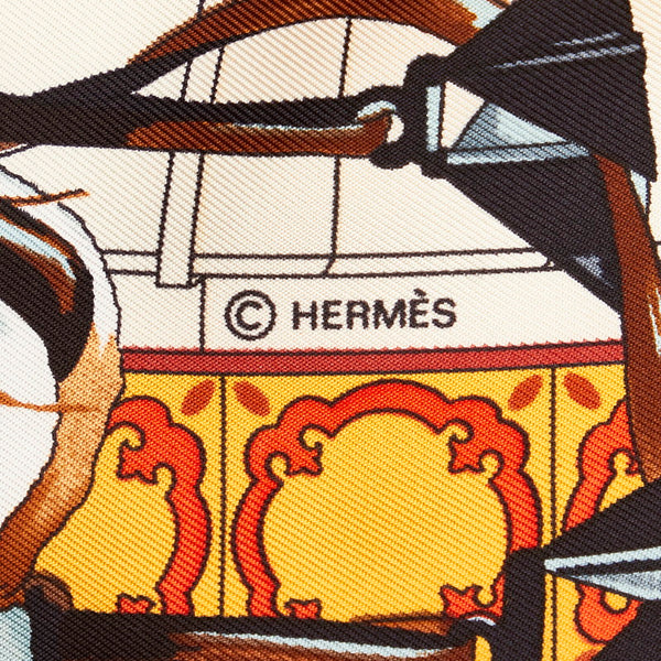 エルメス カレ90 王立アンダルシア馬術学校 Real Escuela Andaluza Del Arte Equestre イエロー シルク スカーフ レディース HERMES 【中古】