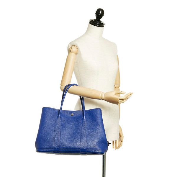 エルメス ガーデンパーティ36 ヴォーカントリー ブルー ネゴンダ トートバッグ レディース HERMES C刻印 【中古】